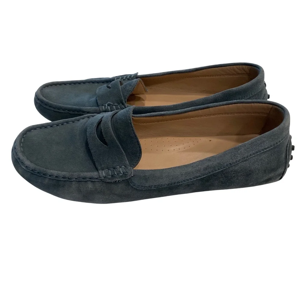 Banana Republic Mens Navy Blue Suede Penny Loafer Driving Shoes Moc Toe‎ Size 11